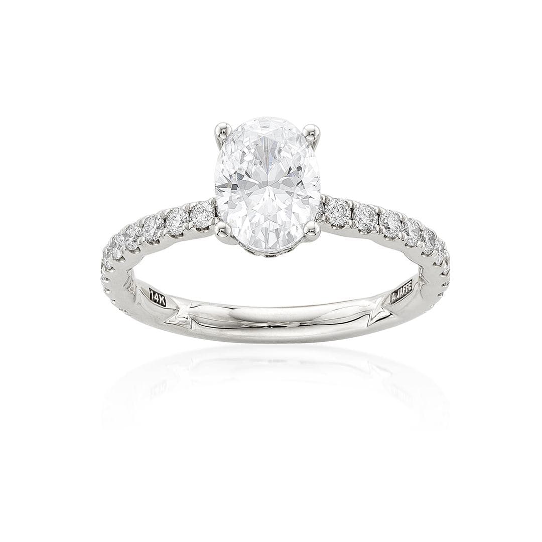 A. Jaffe Diamond Pave Semi-Mount Engagement Ring with Quilted Interior
