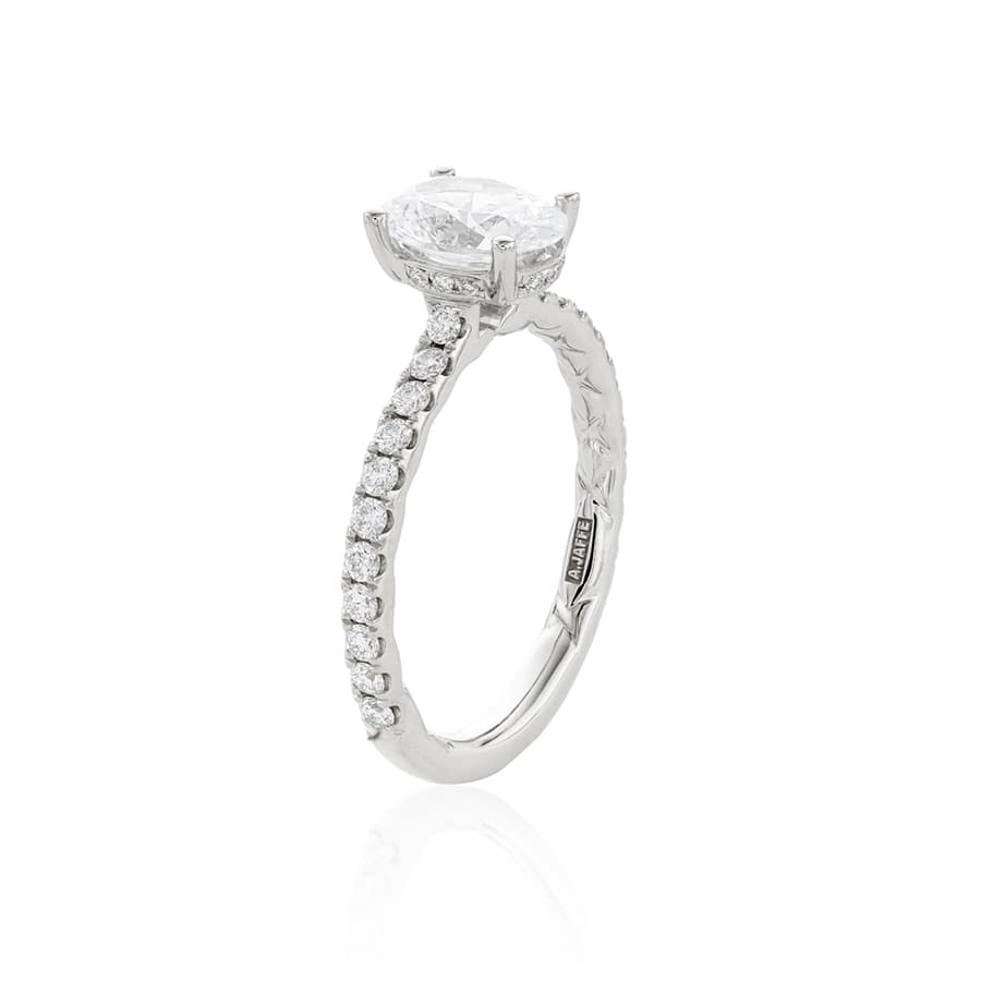 A. Jaffe Diamond Pave Semi-Mount Engagement Ring with Quilted Interior
