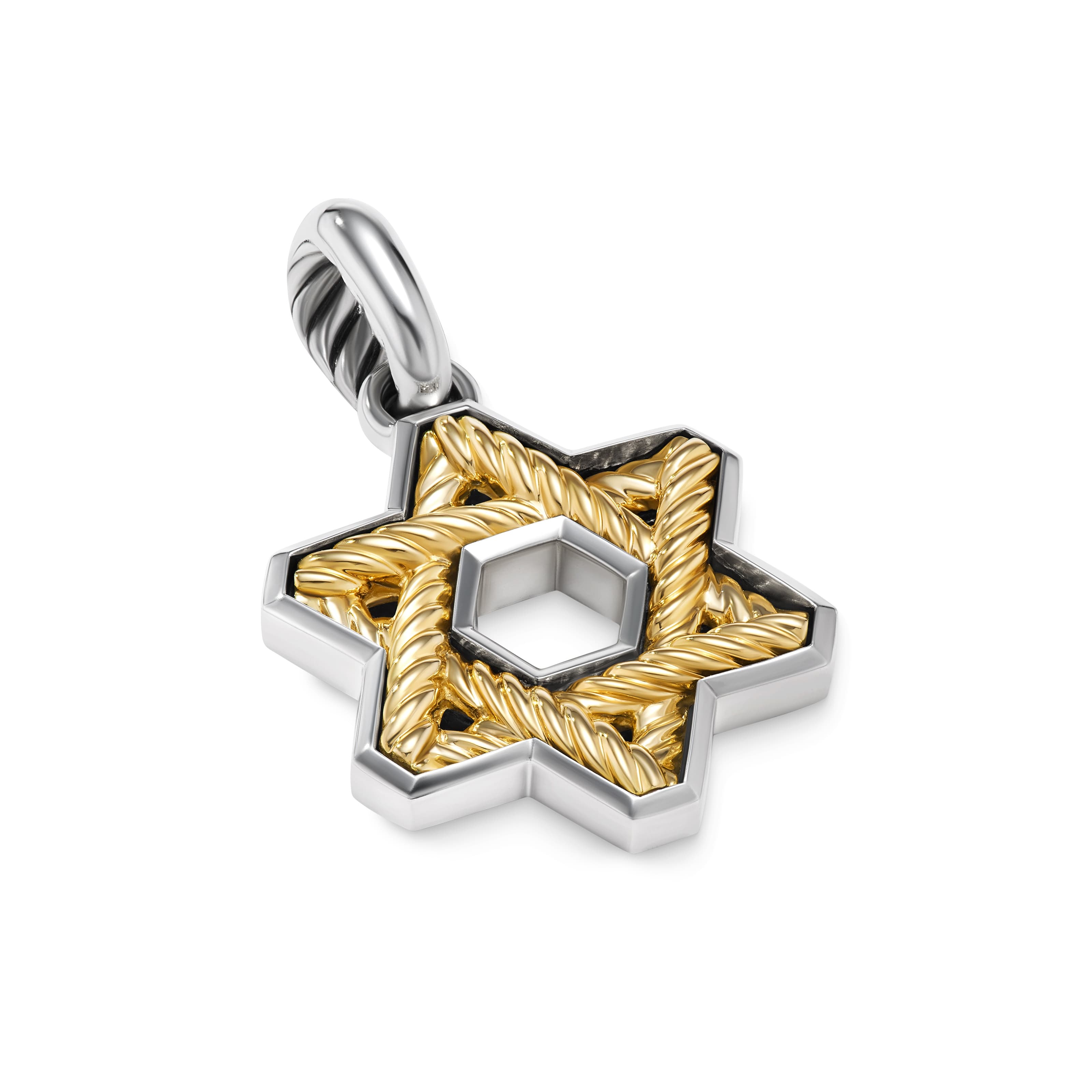 David Yurman Cable Star of David Amulet in Silver and Gold 2