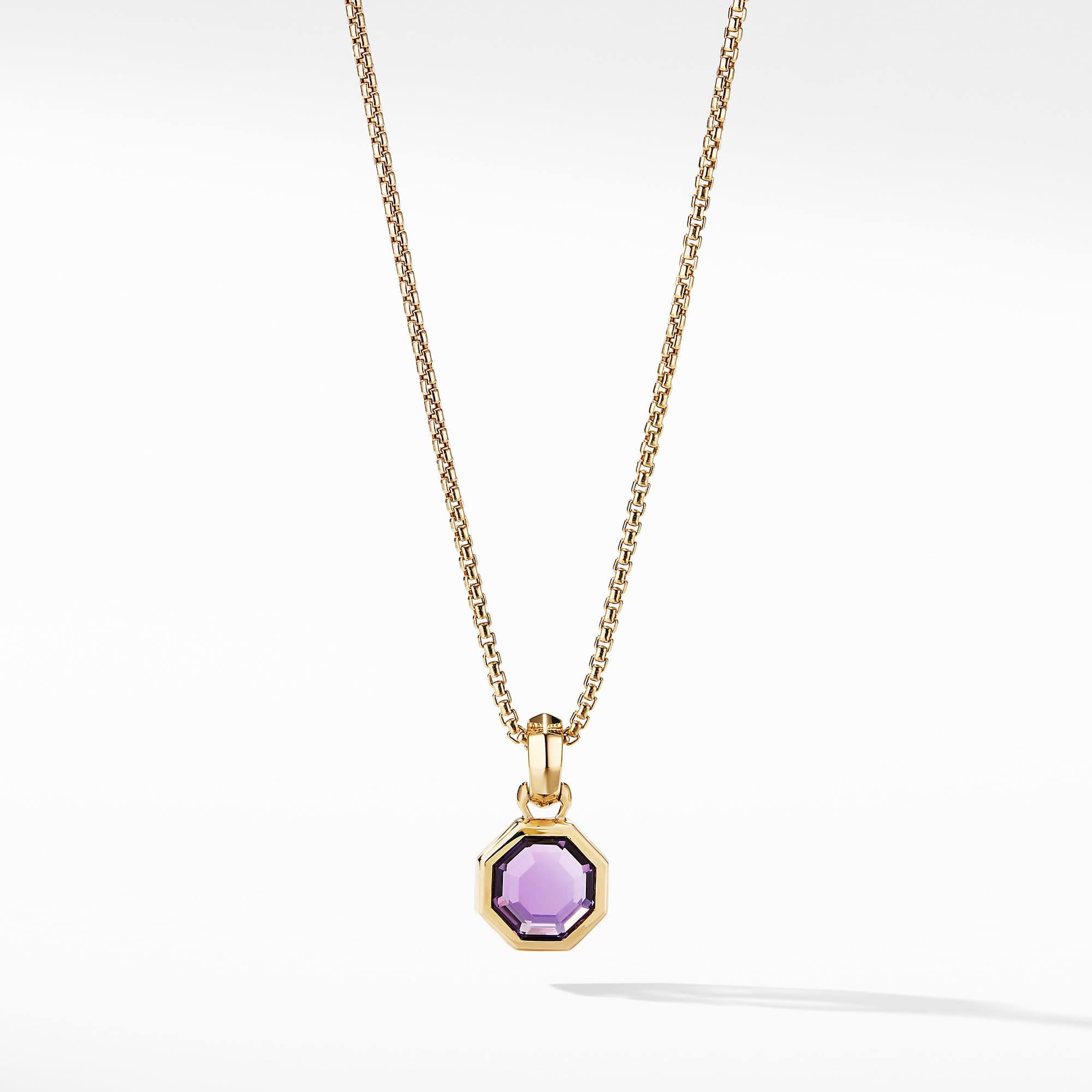 David Yurman Octagon Cut Amulet with Amethyst in 18k Gold