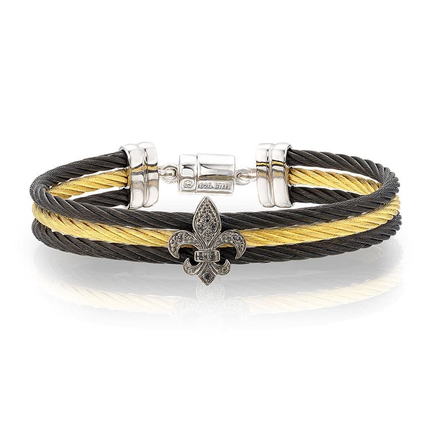 Black & Gold Diamond Fleur de Lis Bangle_1