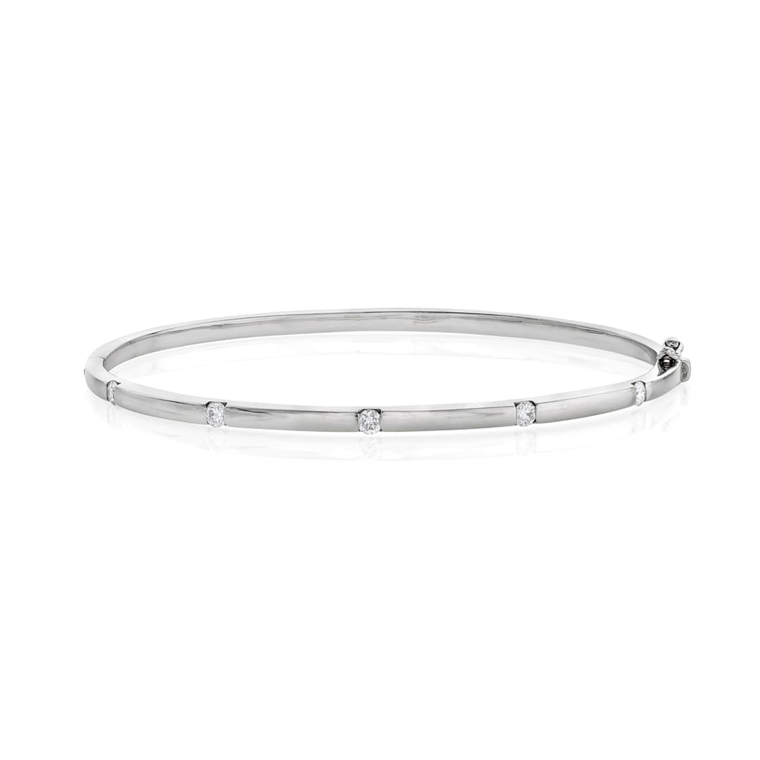 Five-Stone White Gold Modern Diamond Bangle