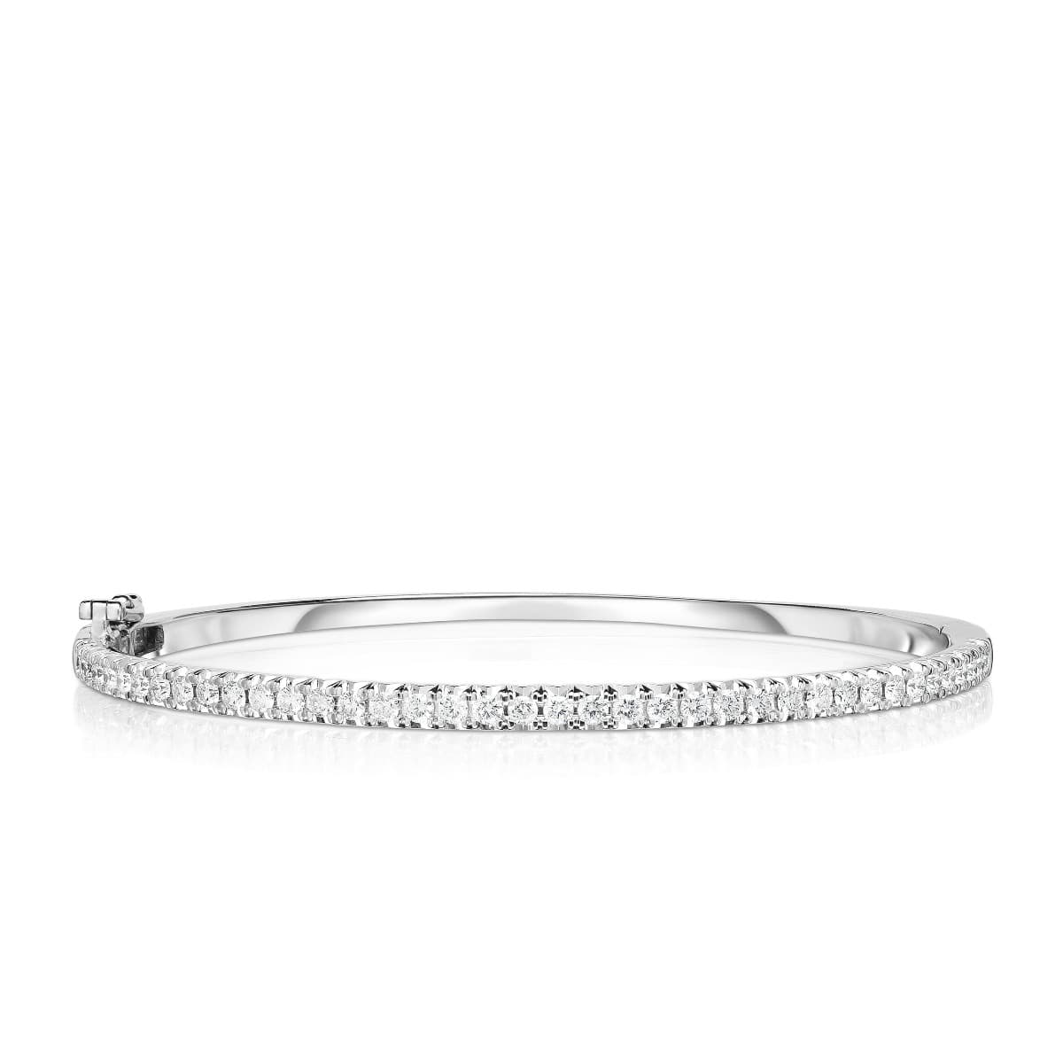 White Gold 1.00 CTW Round Diamond Bangle  0