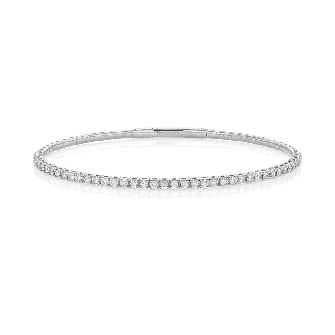 1.00 CTW Round Diamond Bangle in White Gold