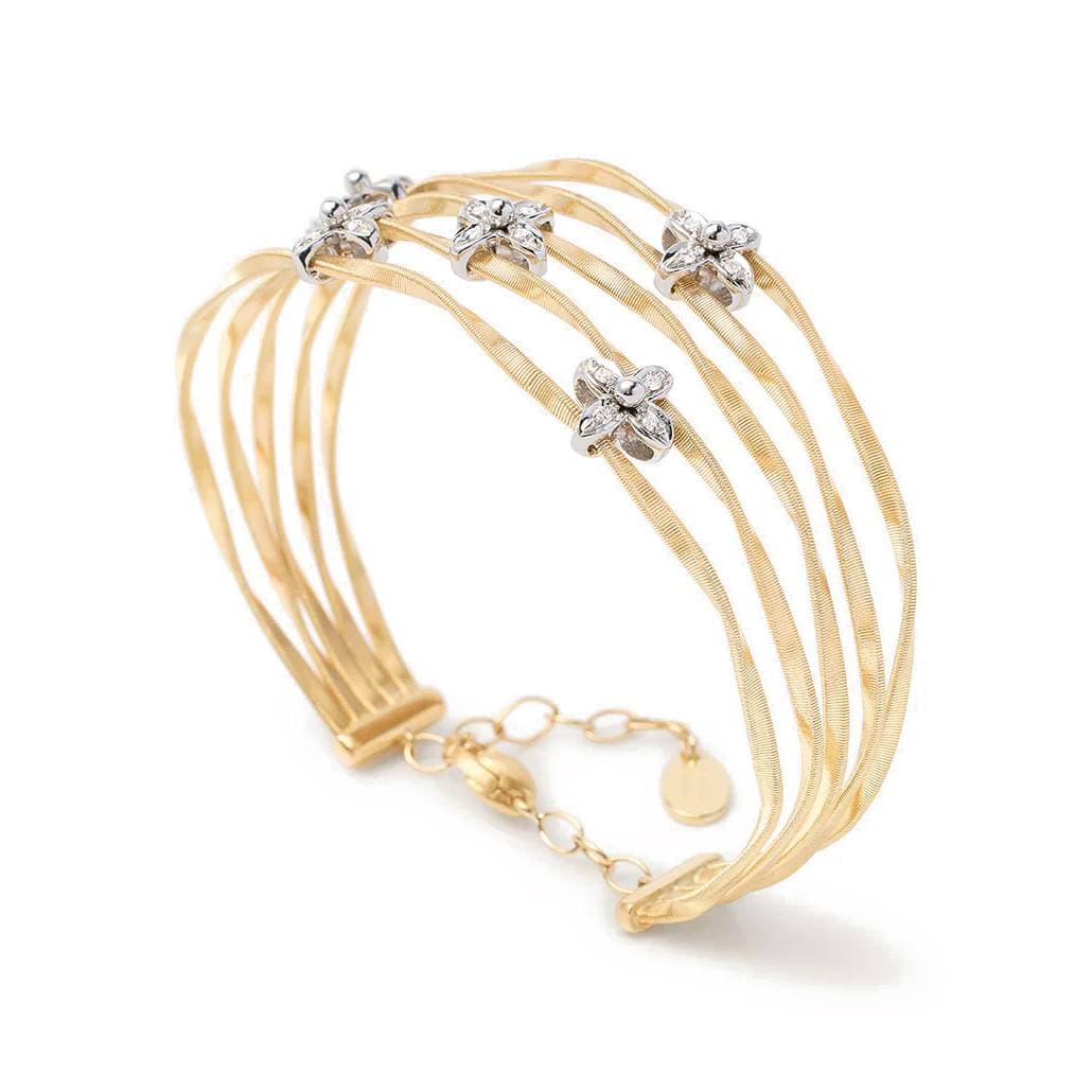 Marco Bicego Marrakech Onde Five Strand Bangle with Diamond Flowers 0