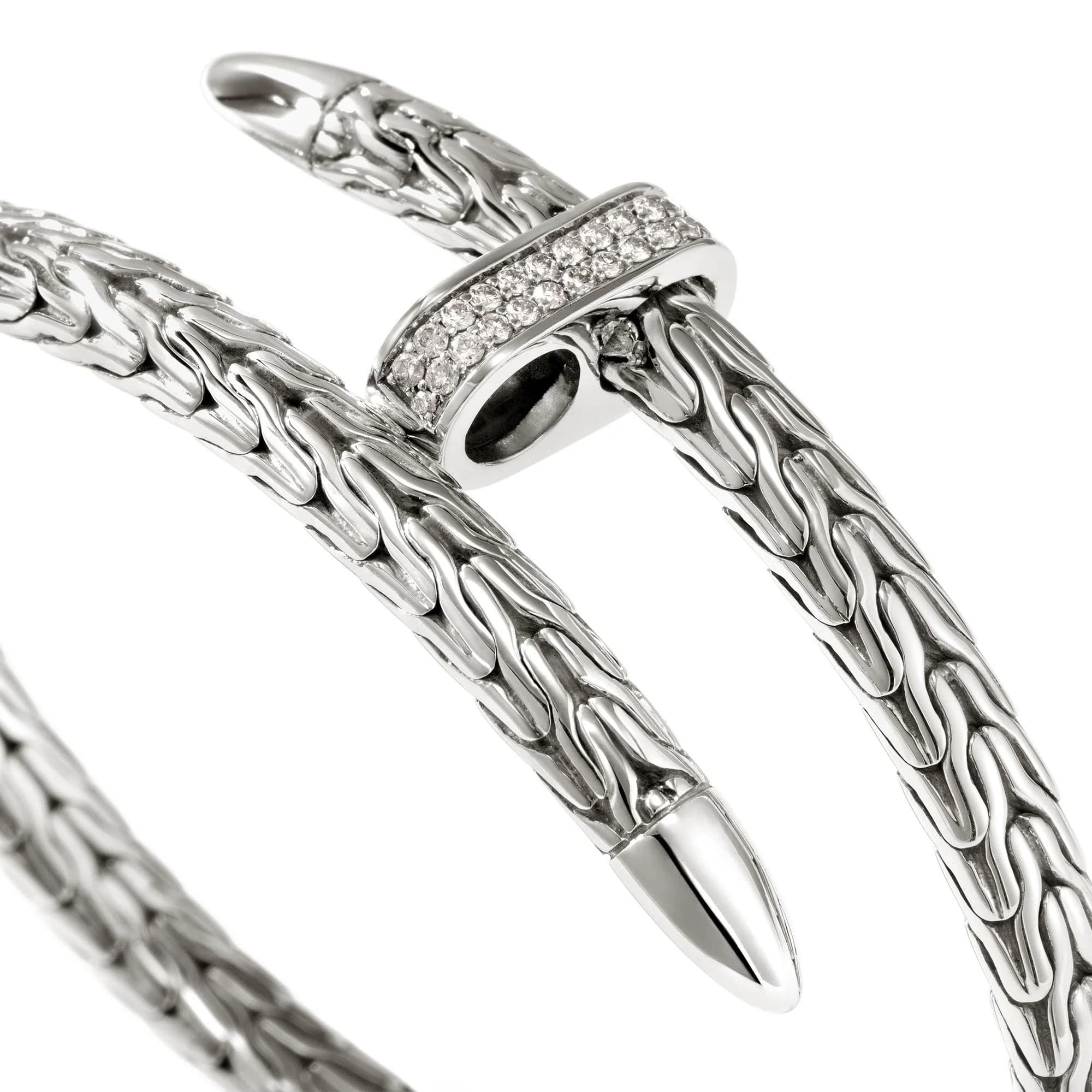 John Hardy Sterling Silver Spear Flex Cuff with Diamonds 1