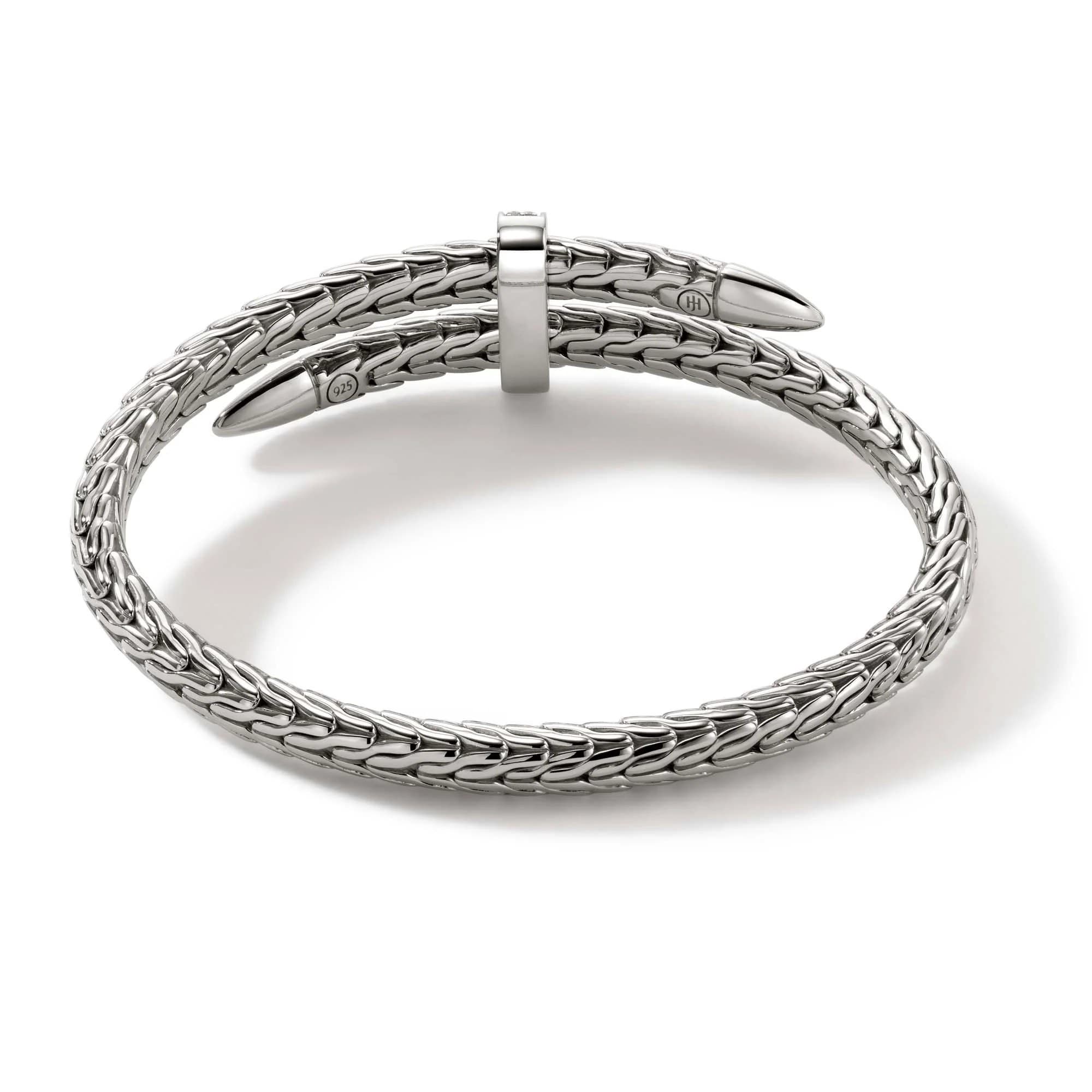 John Hardy Sterling Silver Spear Flex Cuff with Diamonds 4