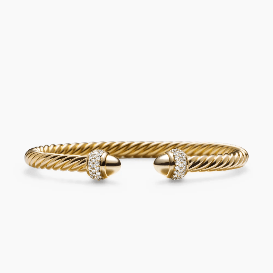 David Yurman Cable Bracelet in 18k Yellow Gold with Diamonds, size medium