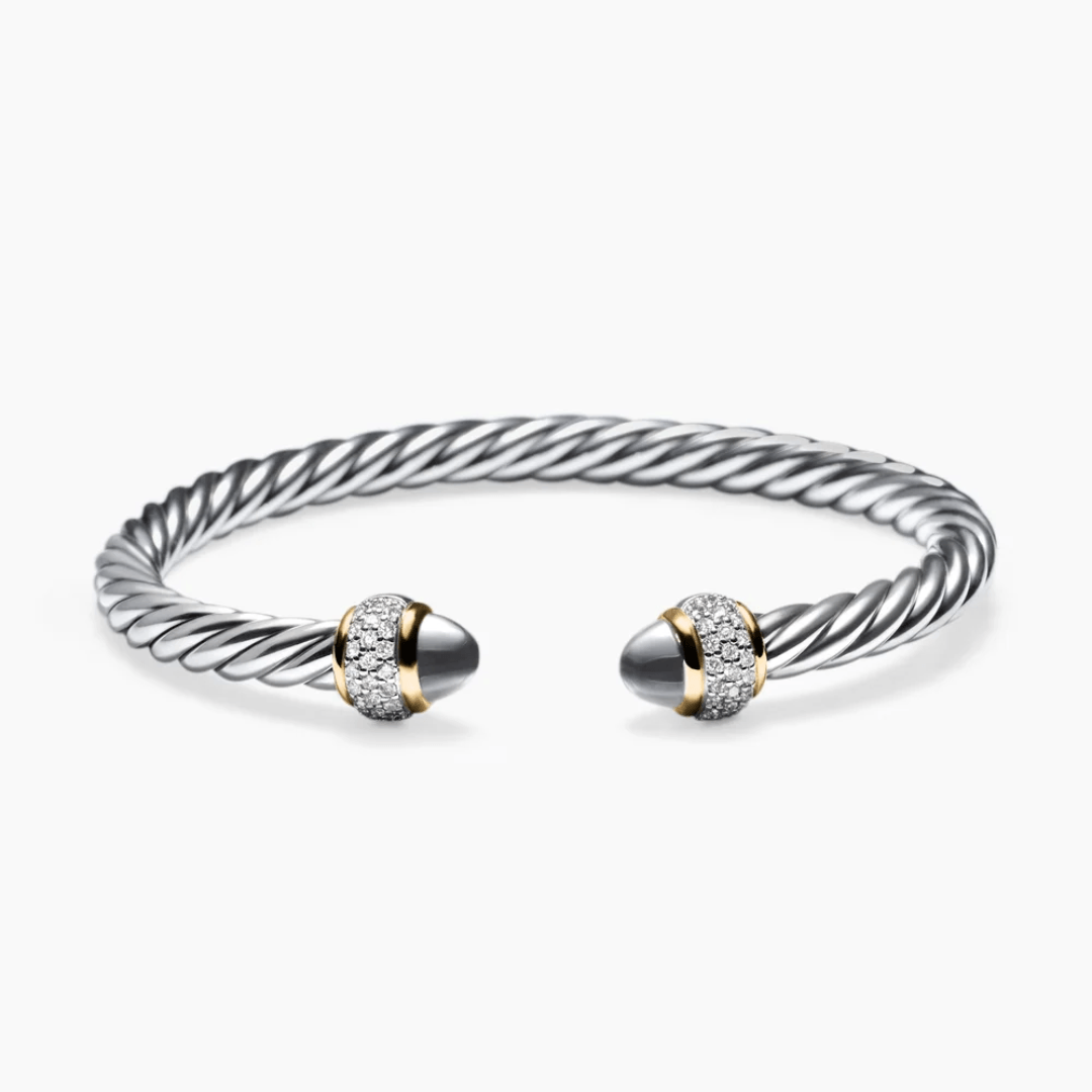 David Yurman Cable Bracelet in Sterling Silver with Diamonds, size medium 0