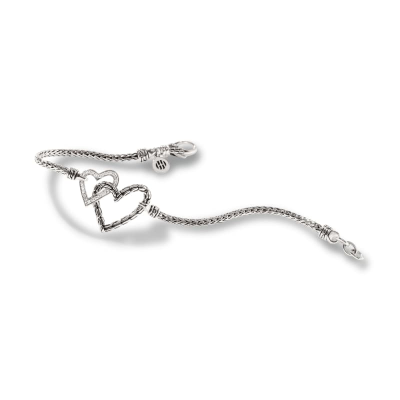 John Hardy Manah Bracelet with Chain Heart and Diamonds 1