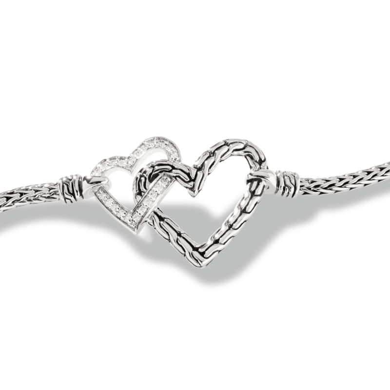 John Hardy Manah Bracelet with Chain Heart and Diamonds 3