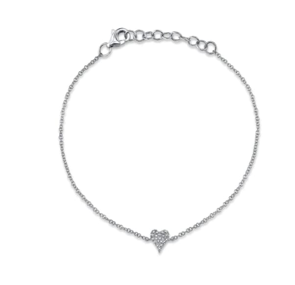 Pave Diamond Heart Station Bracelet 0