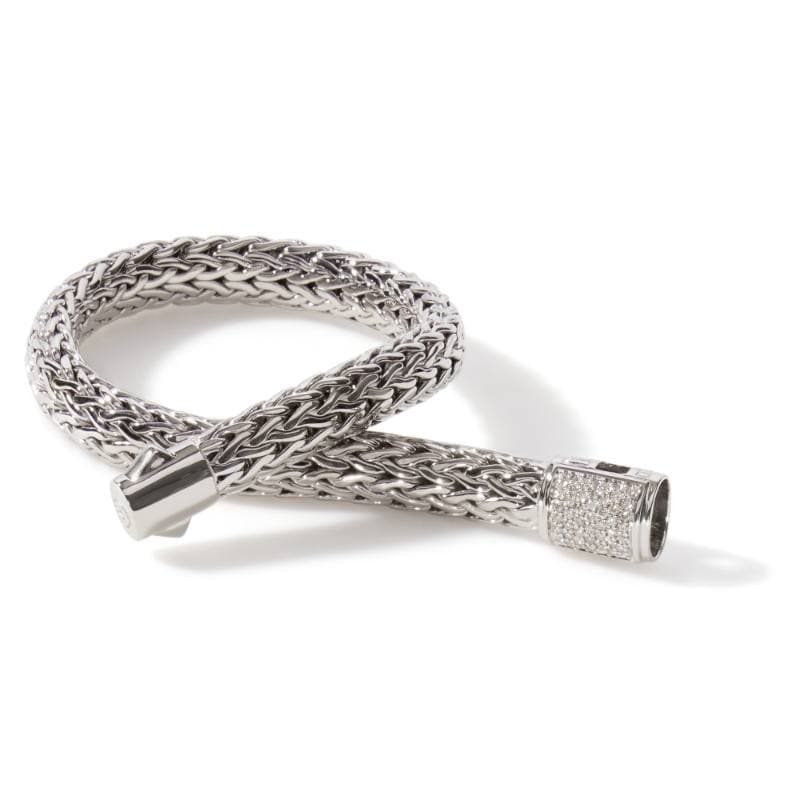 John Hardy Woven 7.5mm Chain Bracelet with Diamonds 1