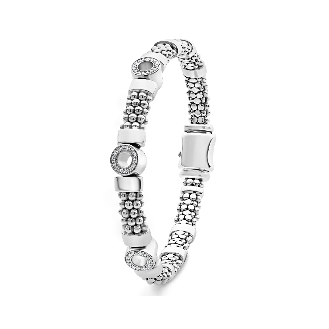 Lagos Caviar Spark Three Station Diamond Circle Caviar Bracelet 1