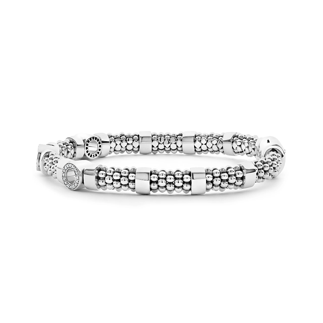 Lagos Caviar Spark Three Station Diamond Circle Caviar Bracelet 2