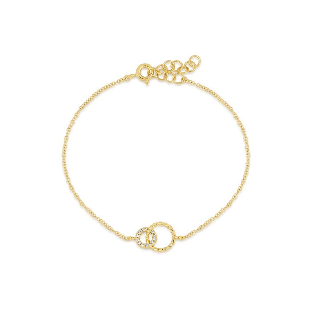 Interlocking Circle Bracelet with Diamonds