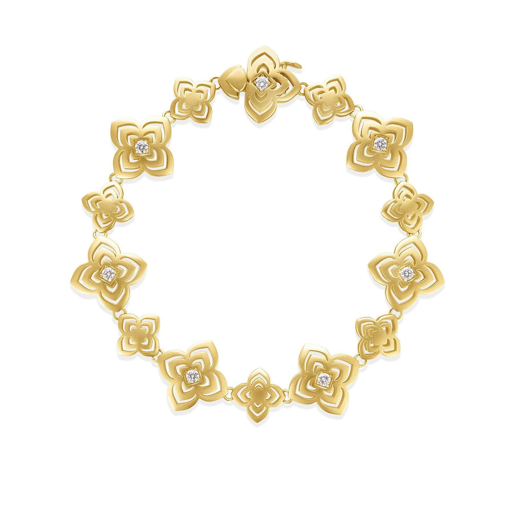 Roberto Coin Palazzo Ducale Flower Link Bracelet with Diamonds