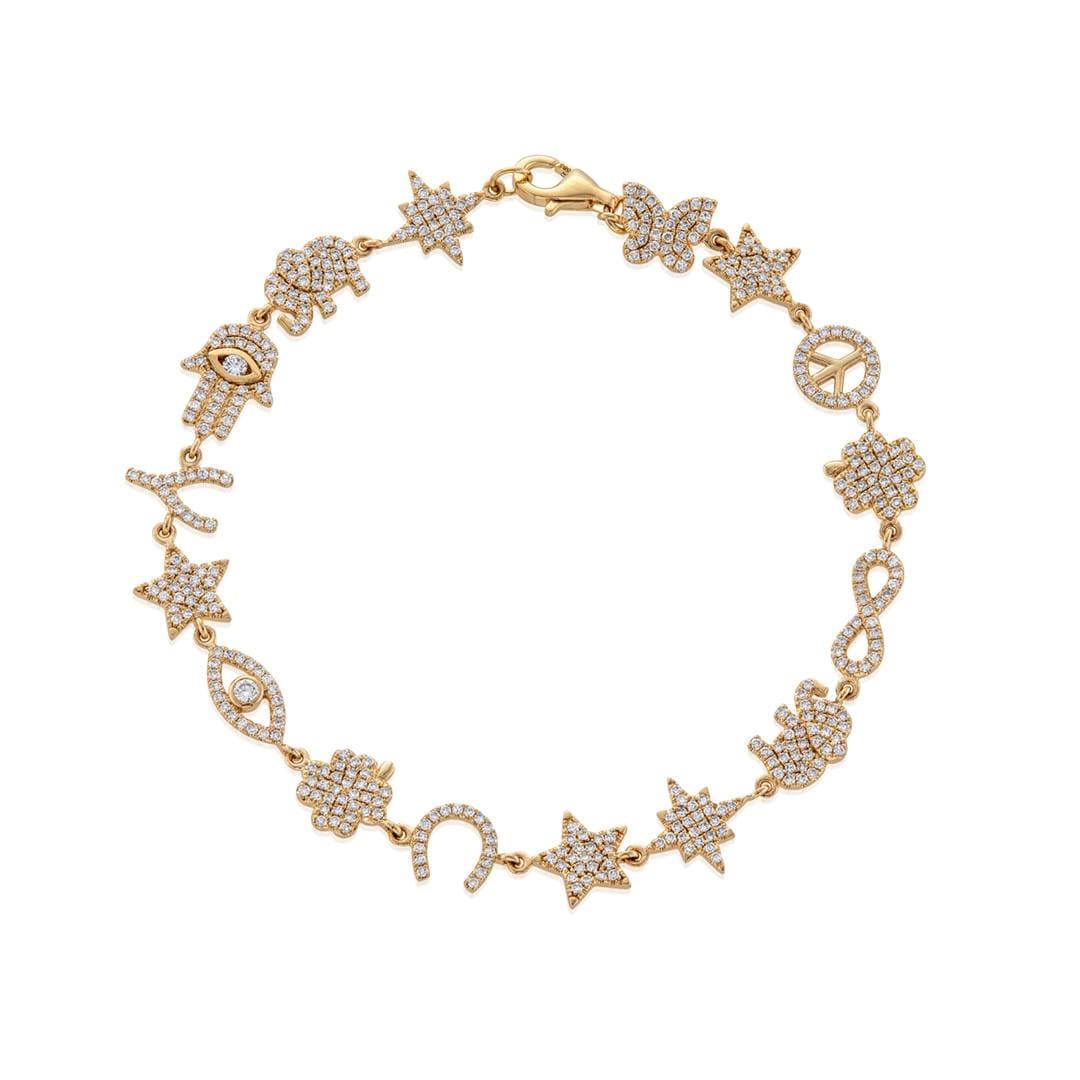  Good Luck Icon Gold and Diamond Bracelet