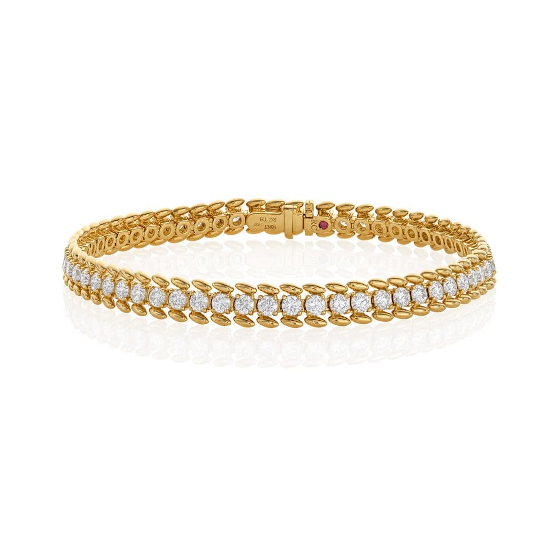 Roberto Coin 4.28CTW Yellow Gold Diamond Line Bracelet 0