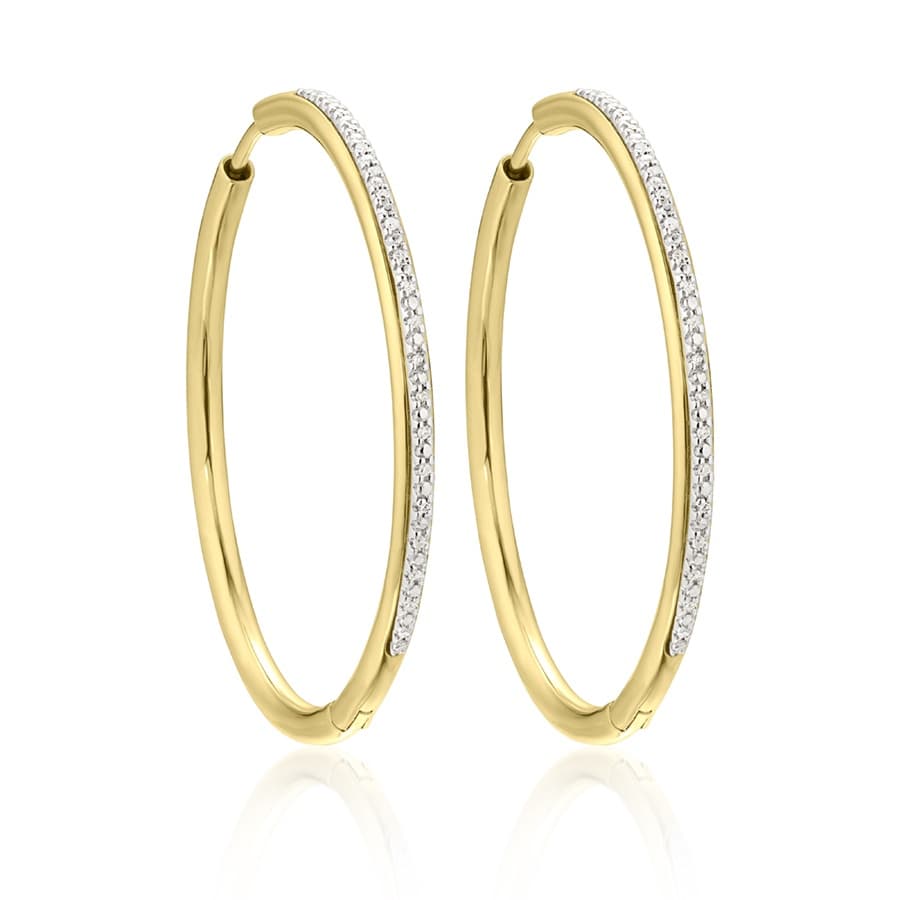 Large Pave Hoops with Pave Diamonds