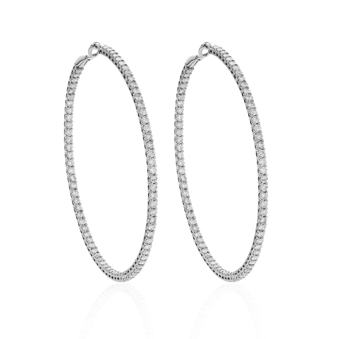 White Gold 5.44 CTW 64mm Diamond Hoop Earrings 0