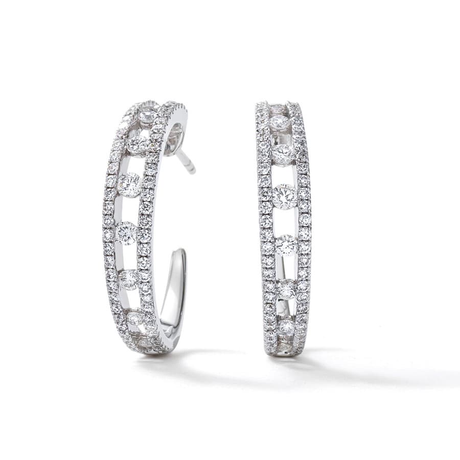 Charles Krypell Round Diamond Hoop Earrings