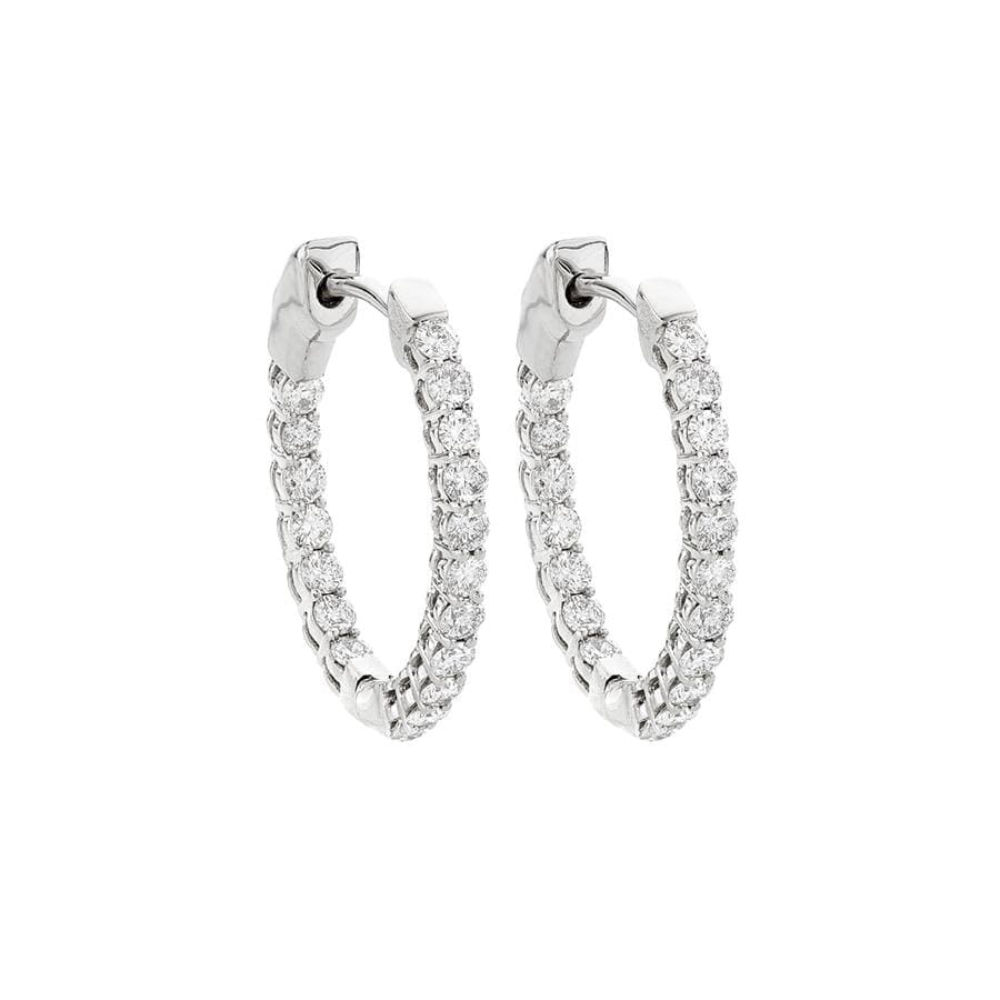 White Gold 0.93 CTW Round Diamond 17mm Hoop Earrings 0