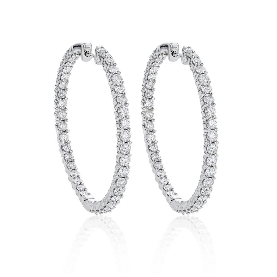 White Gold 4.07 CTW Diamond 39mm Hoop Earrings 0