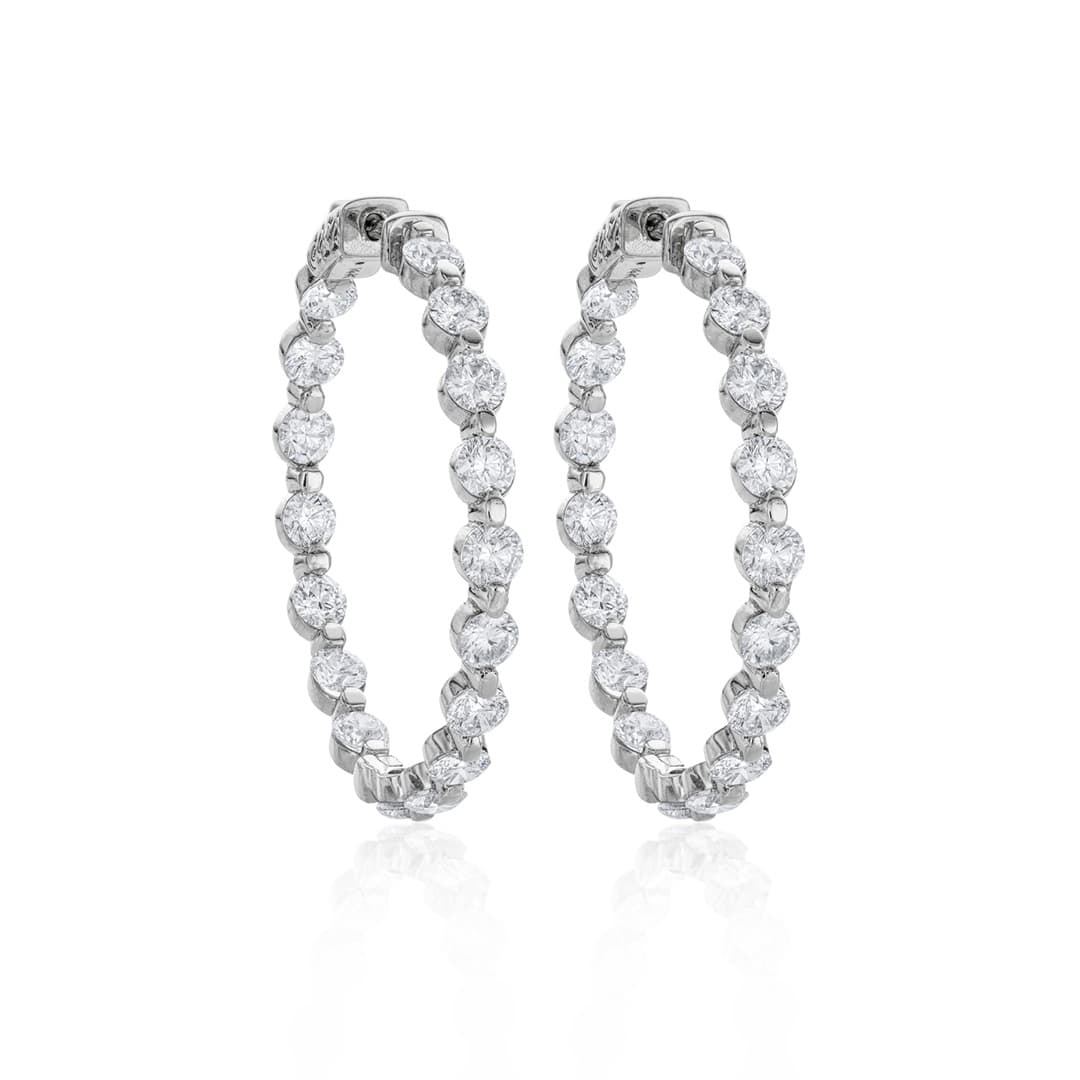 White Gold 8.10 Carat Round Diamond 37mm Hoop Earrings 0