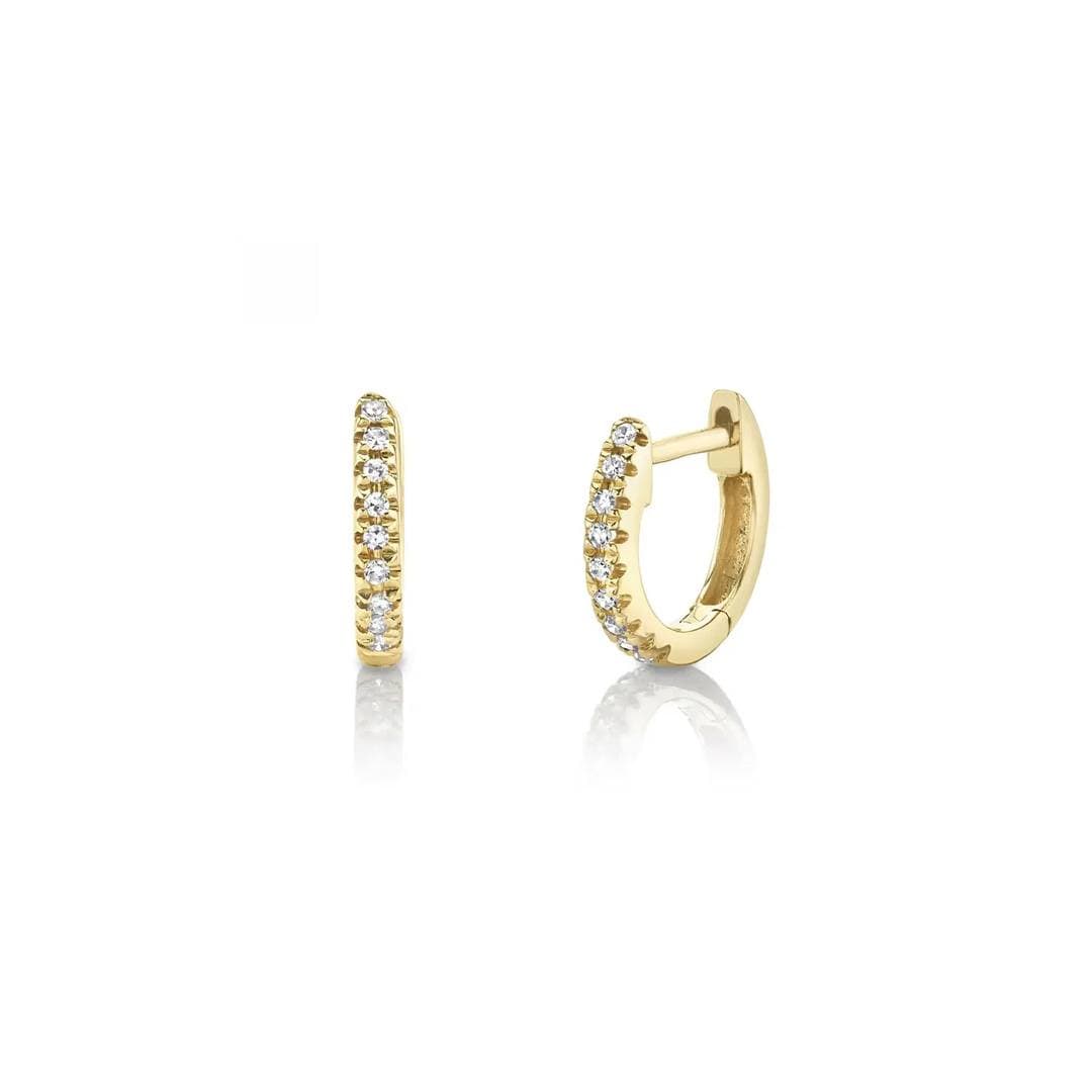 9mm Diamond Hoop Earrings in Yellow Gold