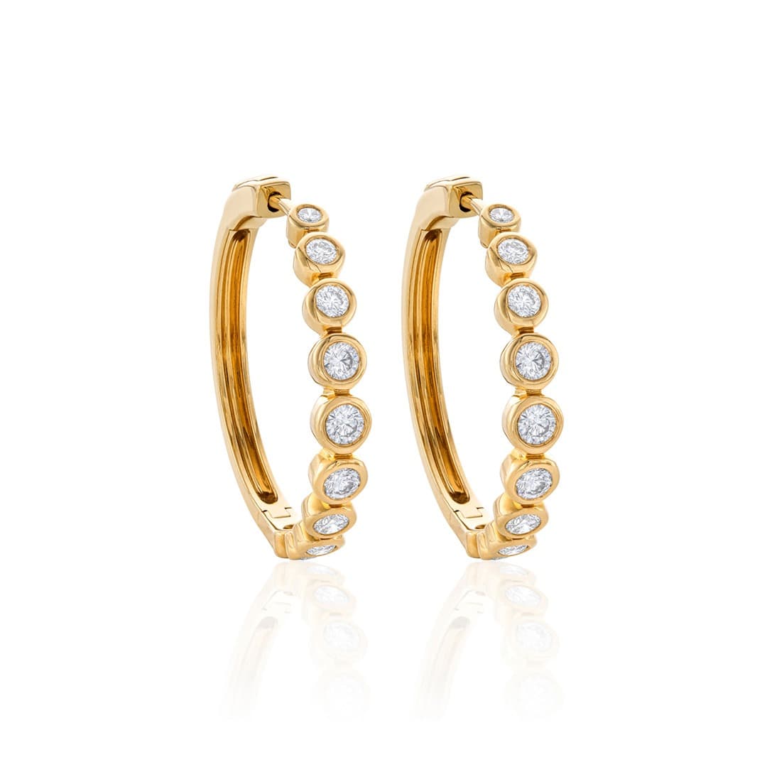 Diamond Bezel Set Hoop Earrings 0