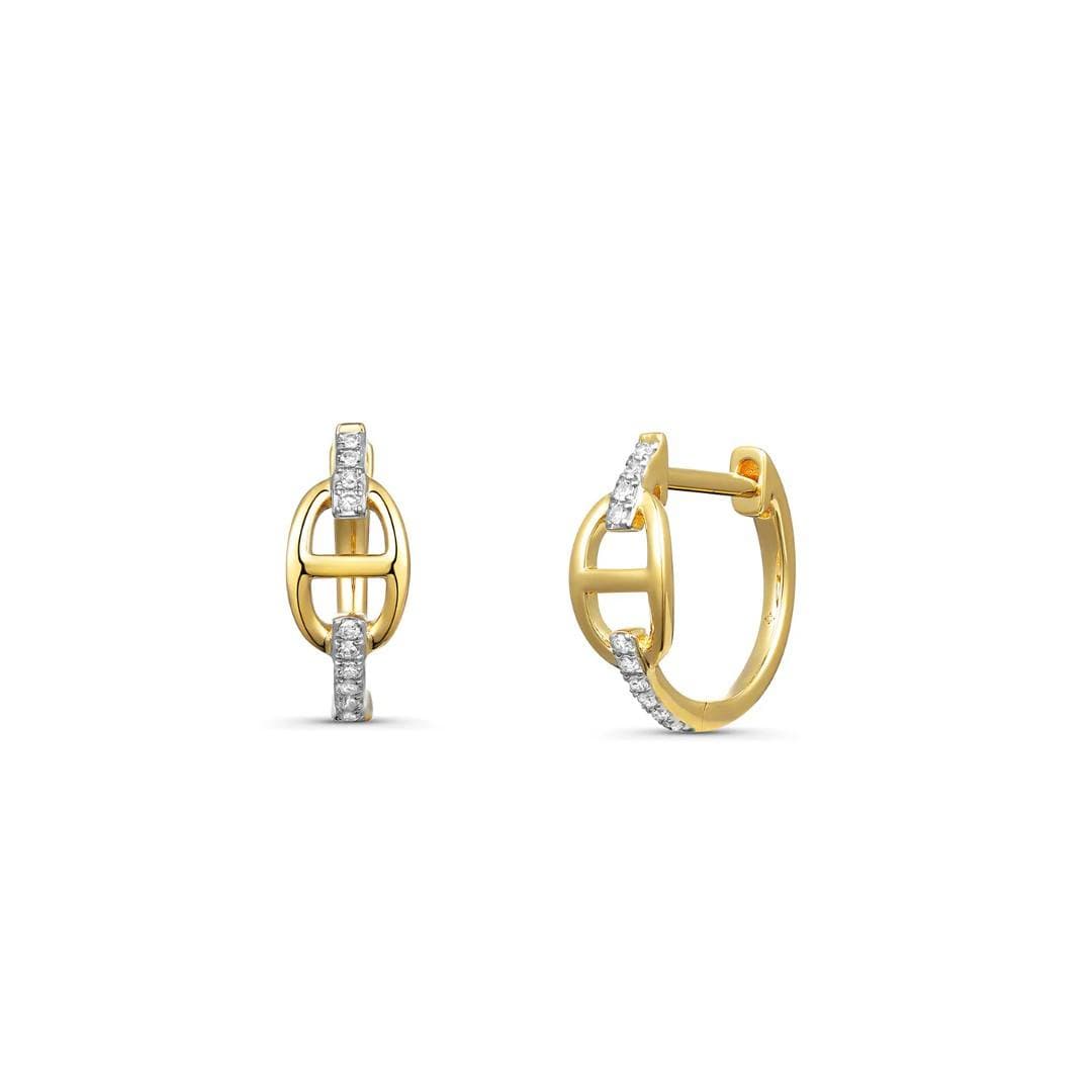 Diamond Mariner Link Huggie Earrings