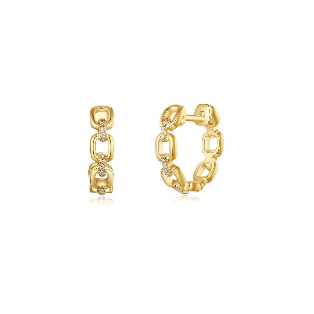 Huggie Hoop Diamond Link Earrings