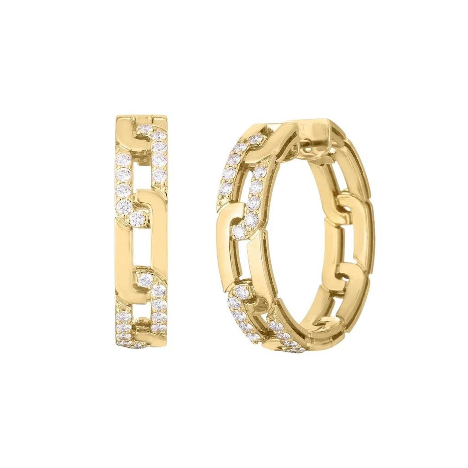 Roberto Coin Navarra Diamond Link Hoops 0