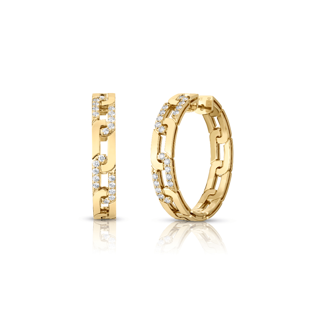 Roberto Coin 18K Navarra Diamond Hoop Earrings, 25mm