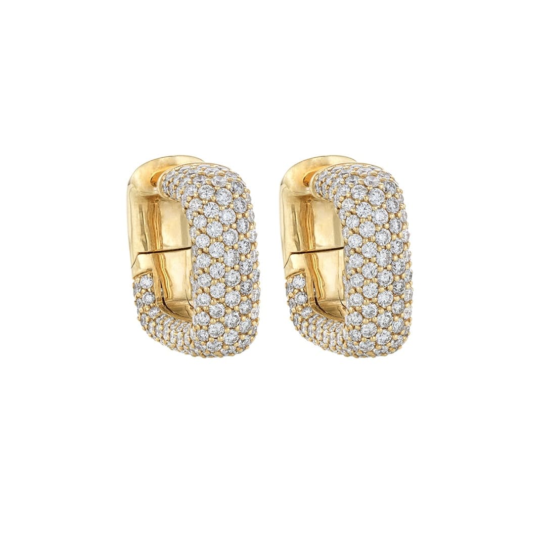 4.05 CTW Diamond Square Pave Hoop Earrings 0