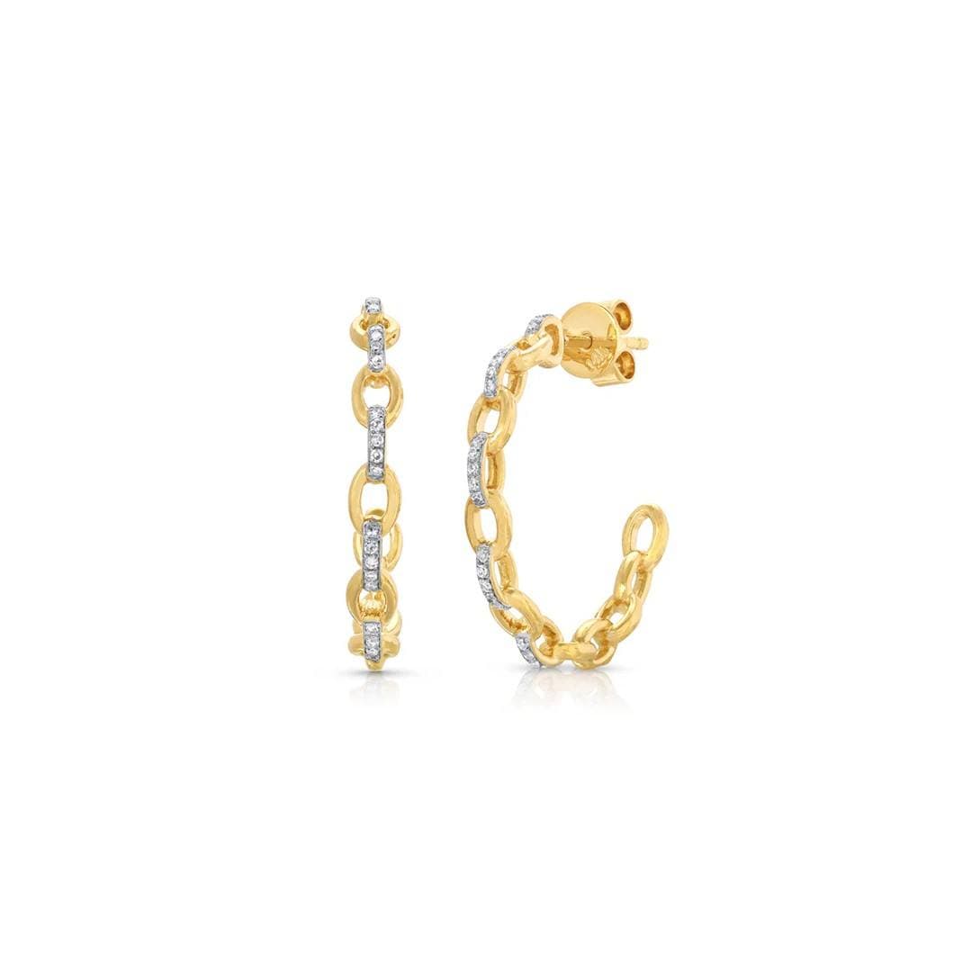 Small Hoop Diamond Link Earrings