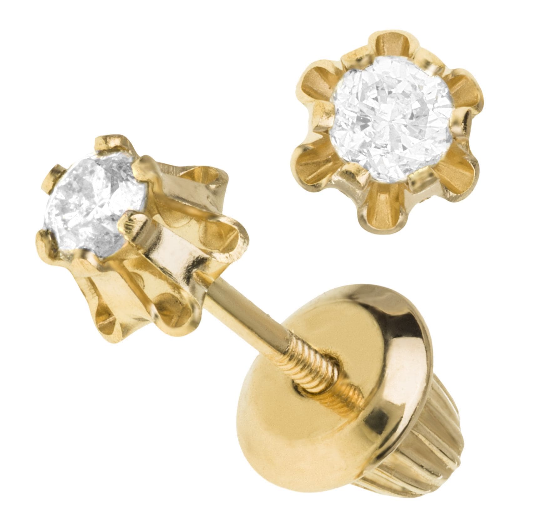 Child's Diamond Stud Earrings in 14k Yellow Gold 1