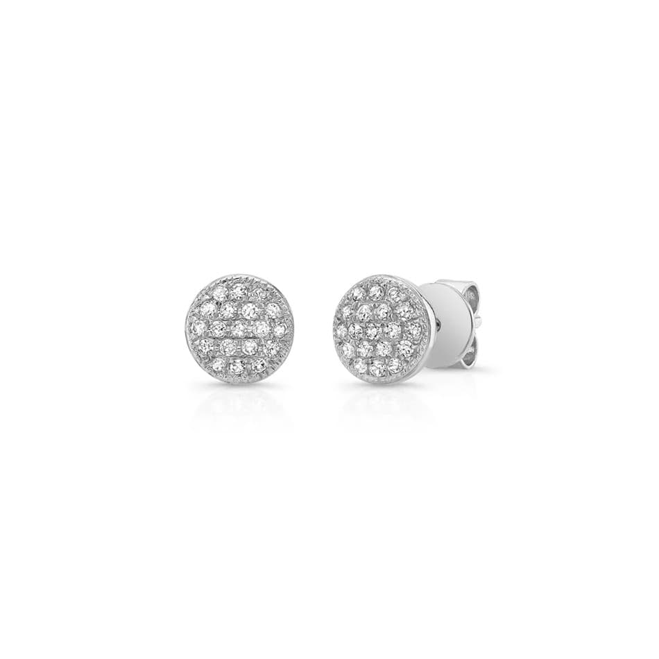 Small Diamond Dome Studs Earrings in White Gold