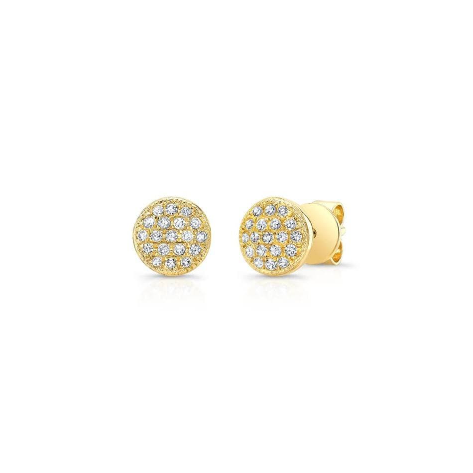 Small Diamond Dome Studs Earrings in Yellow Gold