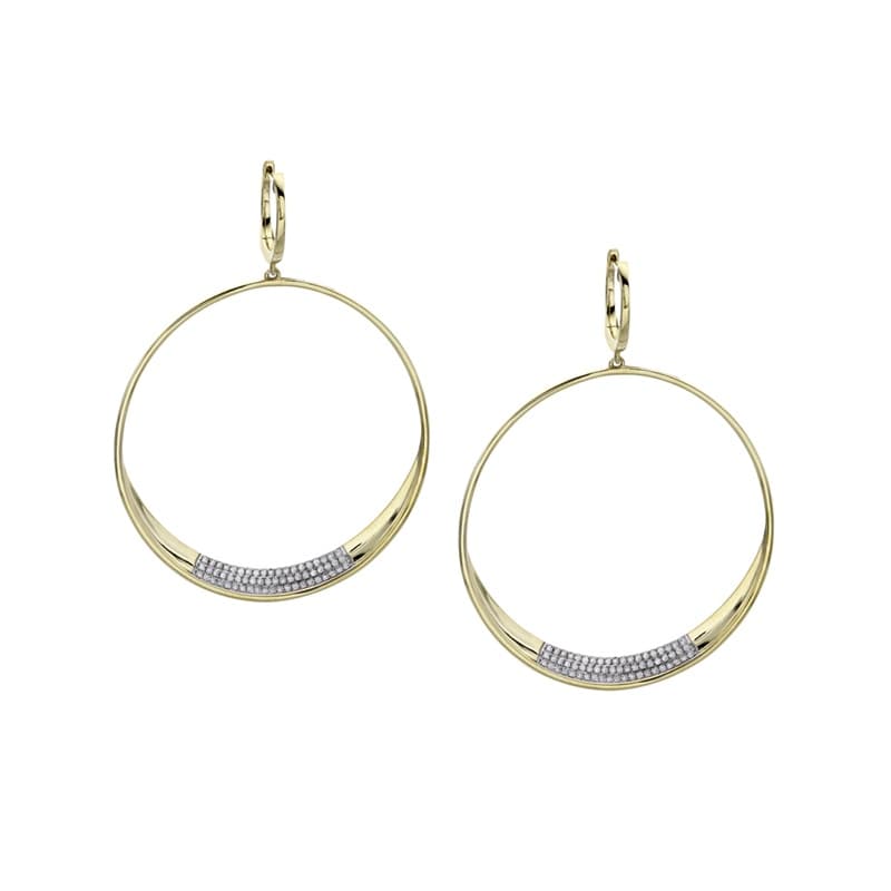 Yellow Gold & Diamond Circle Drop Earrings