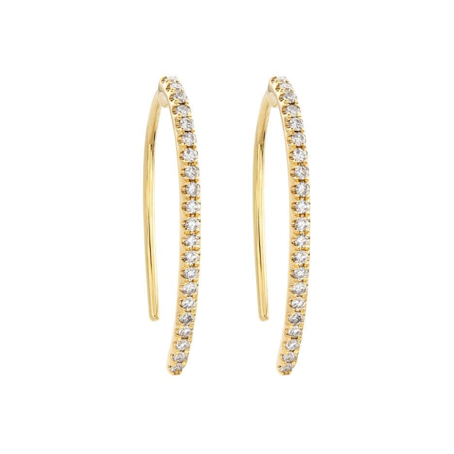 Yellow Gold & Diamond Curved Bar Earrings