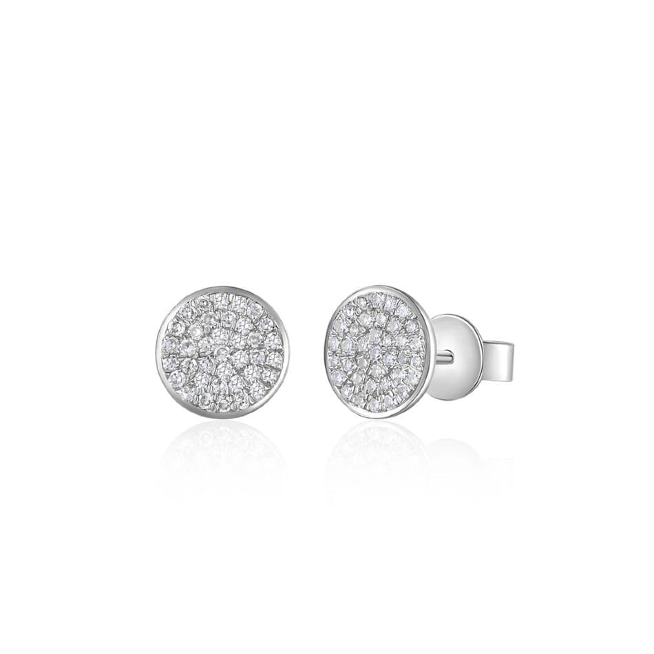 7mm Diamond Disc Studs Earrings in White Gold