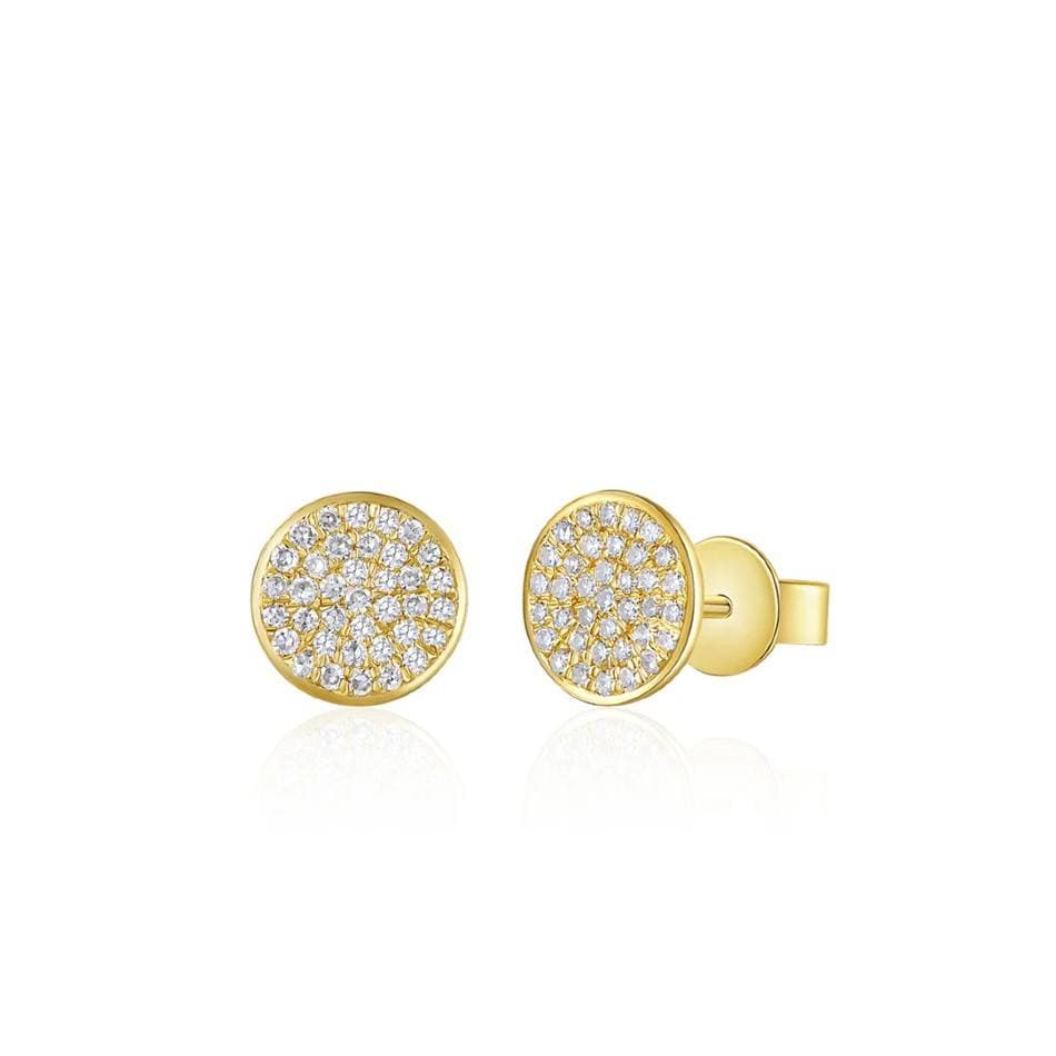 7mm Diamond Disc Studs Earrings in Yellow Gold