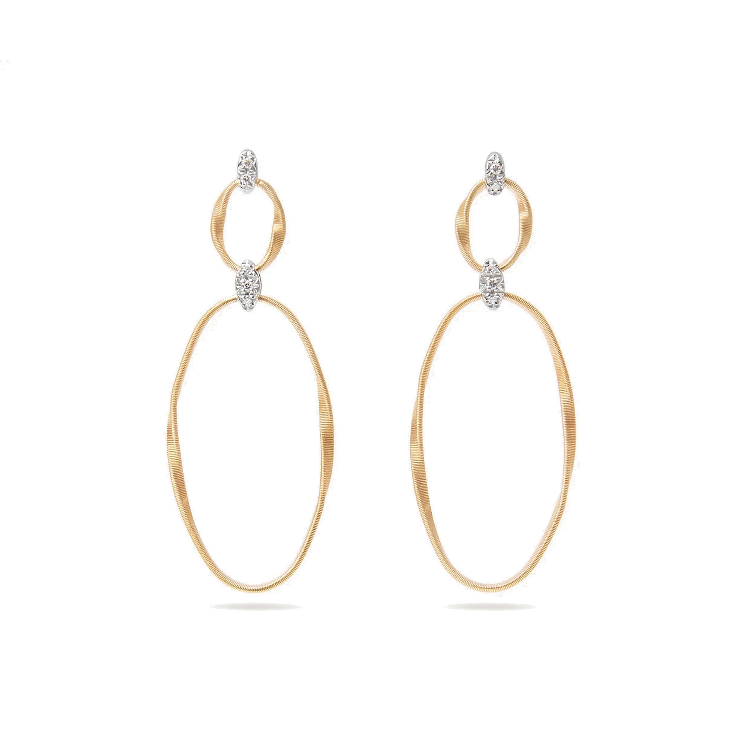 Marco Bicego Marrakech Onde Yellow Gold & Diamond Double Twist Coil Earrings