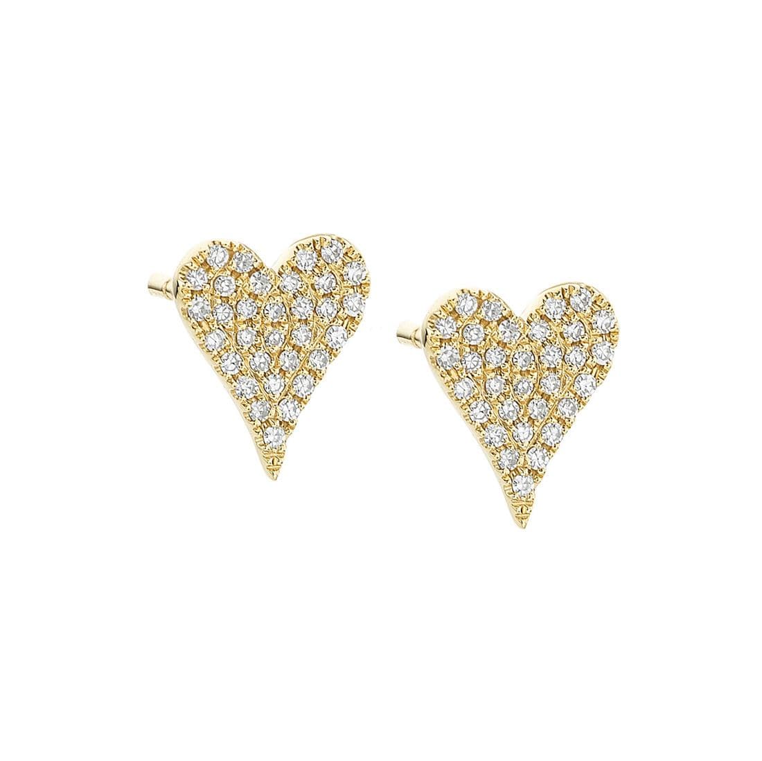 Yellow Gold 0.14 CTW Diamond Heart Post Earrings 0