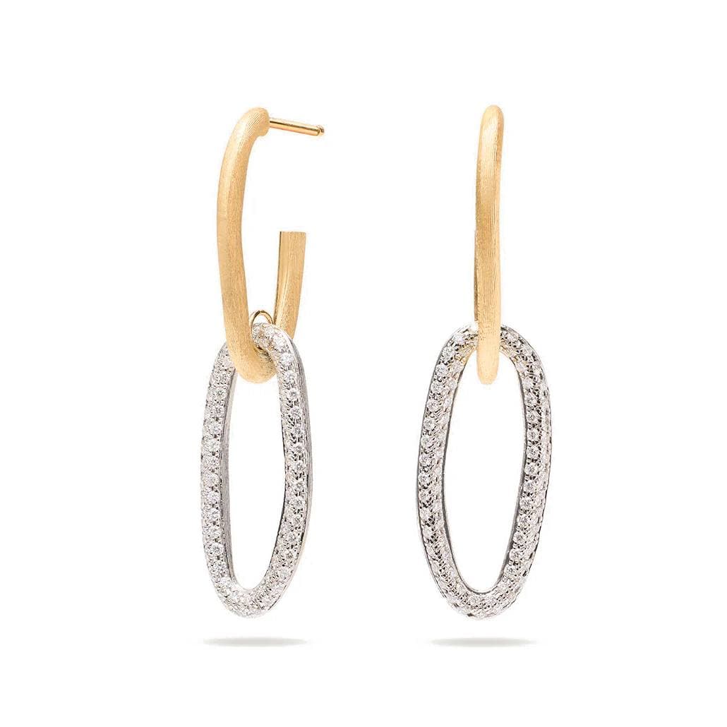 Marco Bicego Jaipur Yellow Gold Link Drop Earrings with Diamonds