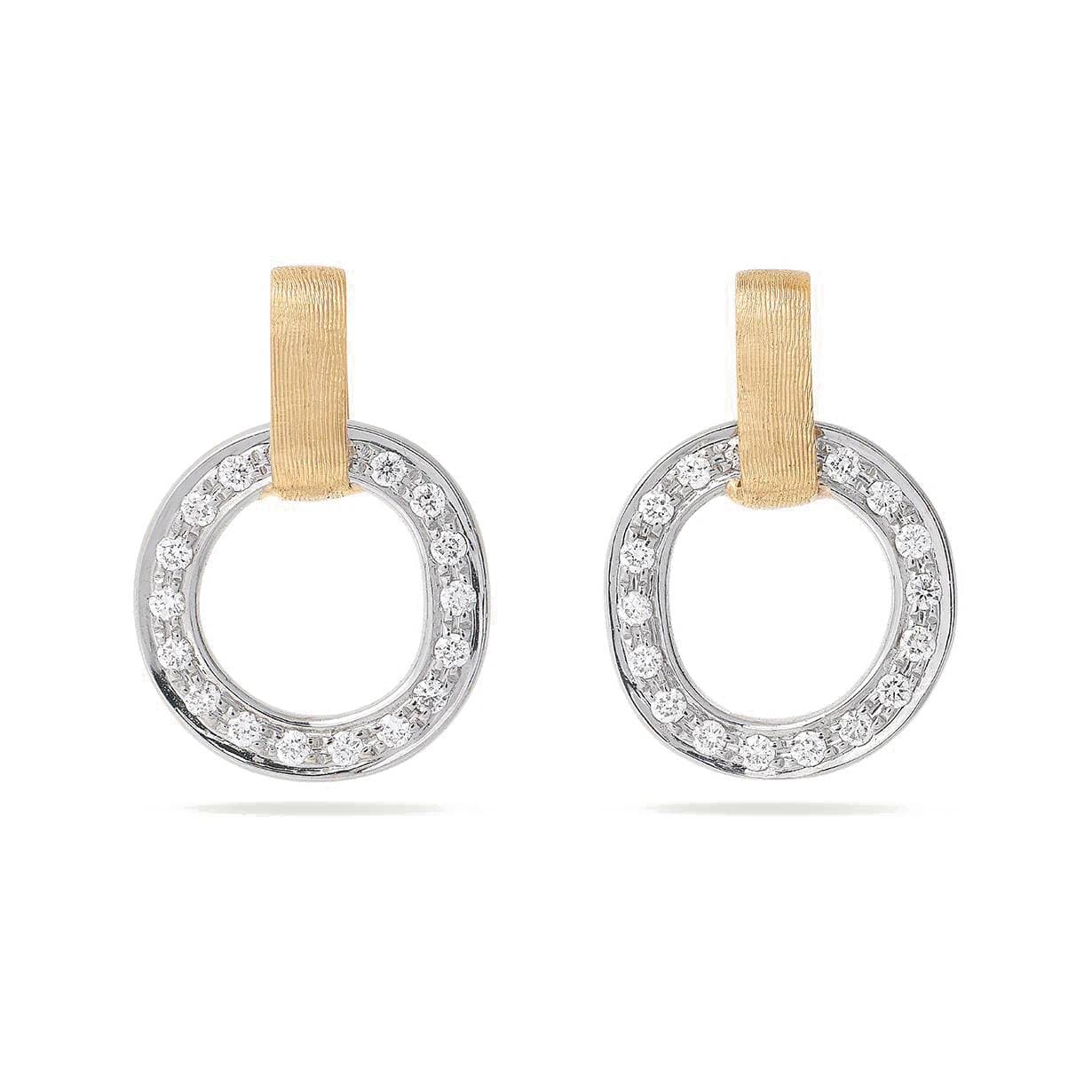 Marco Bicego Jaipur Gold Flat Link Diamond Stud Earrings