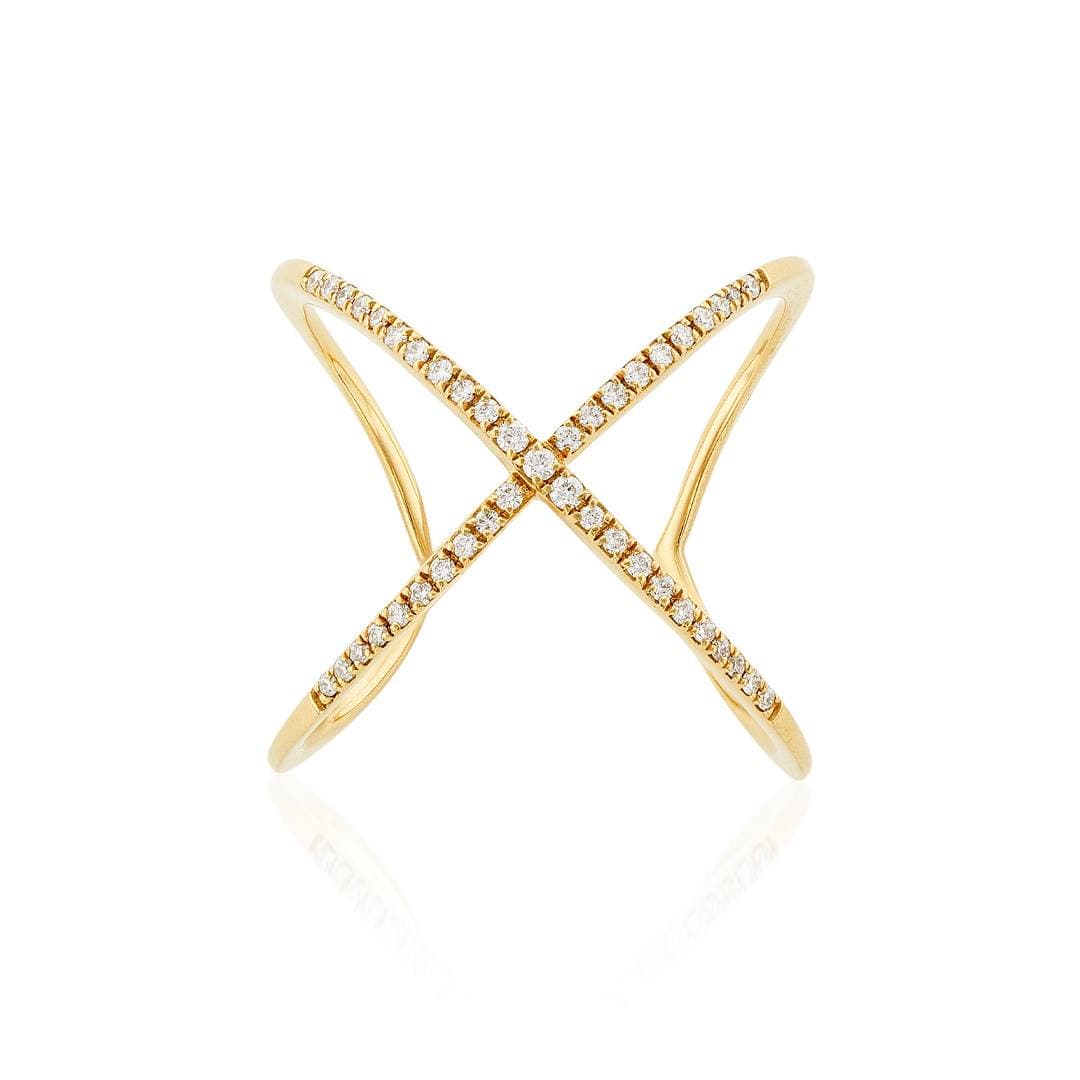 X Style Crossover Diamond Fashion Ring