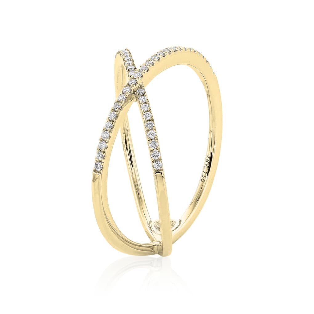 Yellow Gold & Diamond X Crossover Ring 1